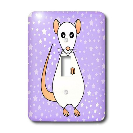 3dRose lsp_10803_1 Cute White Rat Purple Star Background Single Toggle Switch