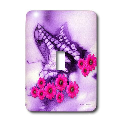 3dRose LLC lsp_11750_1 Butterfly Flowers Purple, Single Toggle Switch
