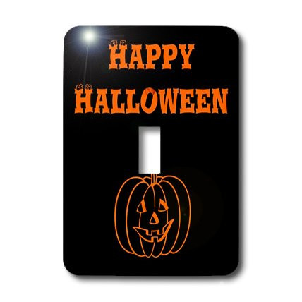 3dRose lsp_27867_1 Happy Halloween Orange and Black Pumpkin Toggle Switch