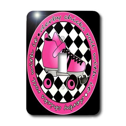 3dRose lsp_28519_1 Derby Chicks Roll With It Hot Pink Roller Skate and Black Toggle Switch