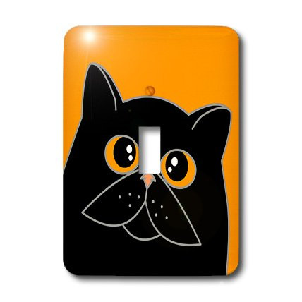 3dRose lsp_31211_1 The Curious Cat Black Eyes Orange Toggle Switch
