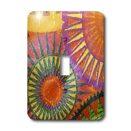 3dRose lsp_37332_1"Orange Green Yellow Round Spikes" Single Toggle Switch