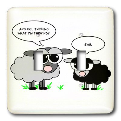 3dRose lsp_6148_2 Cute Black and Grey Sheep - Funny Design Double Toggle Switch