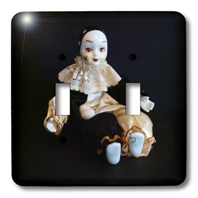 3dRose lsp_18616_2"Black n White Jester" Double Toggle Switch