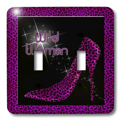 3dRose lsp_21807_2 Purple Cheetah Print Wild Woman Stiletto Pump and Bling Double Toggle Switch
