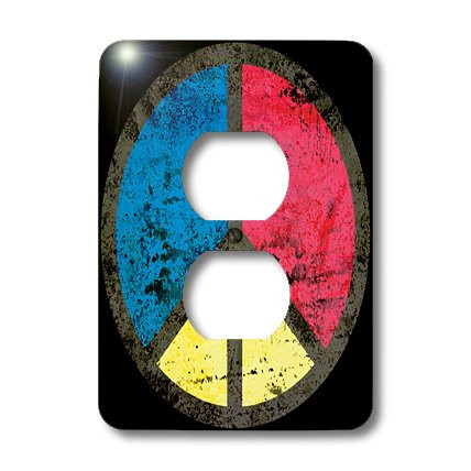 3dRose lsp_24320_6 Peace Symbol grunge on black background Outlet Cover Multi-Color