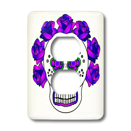 3dRose lsp_24638_6 Day of the Dead Skull Día de los Muertos Purple Outlet Cover Multi-Color