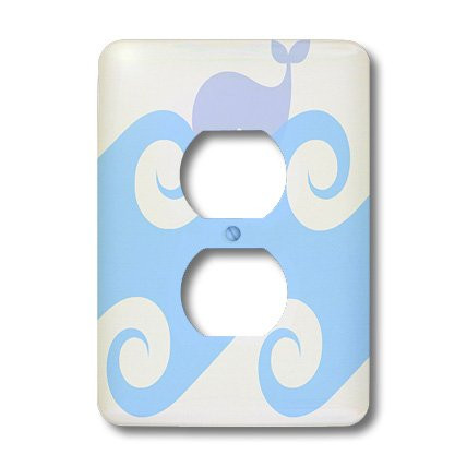 3dRose lsp_39387_6"Ocean Wave And Whale- Fun Art- Beach" 2 Plug Outlet Cover