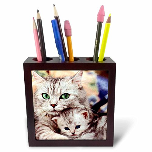 3dRose LLC Cats 5-Inch Tile Pen Holder