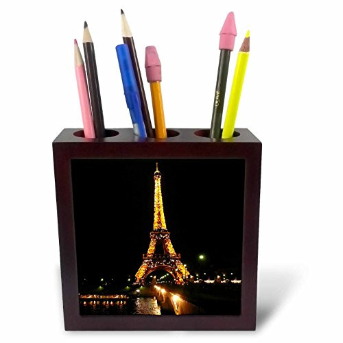 3dRose ph_3162_1 Eiffel Tower Tile Pen Holder, 5-Inch