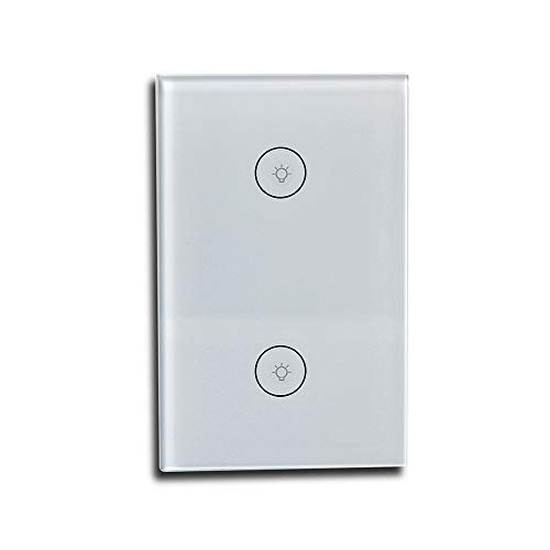 PCJHSP Smart Wall Touch Light Panel Switch, Wireless Voice Control APP Remote Control Timer Function Compatible with Amazon Alexa Google Assistant and IFTTT (1 Gang)