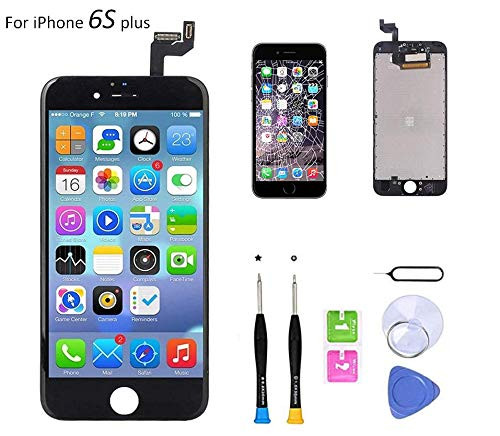 Screen Replacement Compatible with iPhone 6S Plus 5.5 Inch LCD - Compatible with iPhone 6S Plus 3D Touch Screen Display Repair Kit Assembly with Complete Repair Tools (Black)