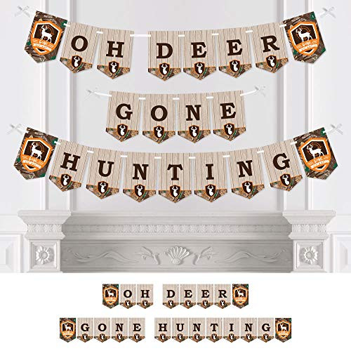 Big Dot of Happiness Gone Hunting - Deer Hunting Camo Baby Shower or Birthday Party Bunting Banner - Party Decorations - Oh Deer Gone Hunting