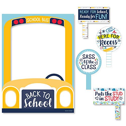 Big Dot of Happiness Back to School - First Day of School Classroom Decorations and Selfie Photo Booth Picture Frame and Props - Printed on Sturdy Material
