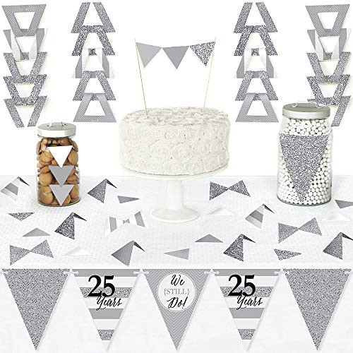 Big Dot of Happiness We Still Do - 25th Wedding Anniversary - Diy Pennant Banner Decorations - Anniversary Party Triangle Kit - 99 Pieces