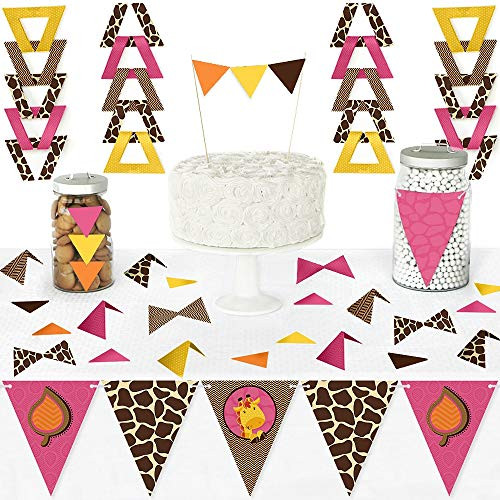 Big Dot of Happiness Giraffe Girl - Diy Pennant Banner Decorations - Baby Shower or Birthday Party Triangle Kit - 99 Pieces