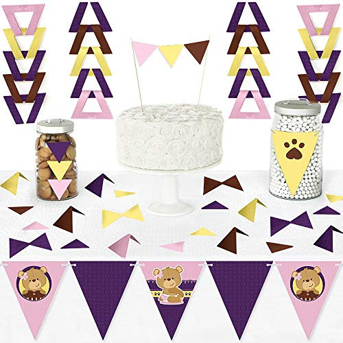 Big Dot of Happiness Baby Girl Teddy Bear - Diy Pennant Banner Decorations - Baby Shower Triangle Kit - 99 Pieces Big Dot of Happiness Baby Girl Teddy Bear - Diy Pennant Banner Decorations - Baby Shower Triangle Kit - 99 Pieces
