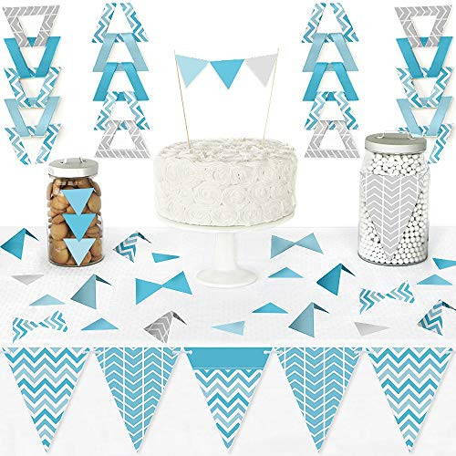 Big Dot of Happiness Chevron Blue - Diy Pennant Banner Decorations - Baby, Bridal Shower or Birthday Party Triangle Kit - 99 Pieces