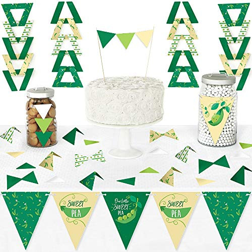 Big Dot of Happiness Sweet Pea in a Pod - Diy Pennant Banner Decorations - Baby Shower or First Birthday Party Triangle Kit - 99 Pieces