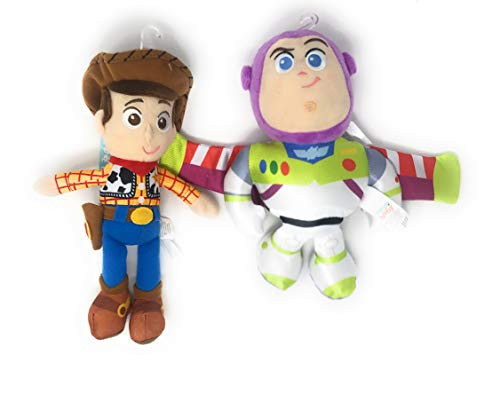 Disney Pixar Toy Story Buzz Lightyear Plush, 8 Inch Bundled with Woody Plush, 8 Inch