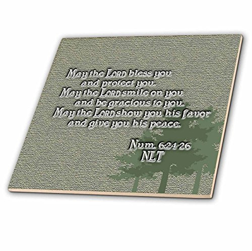 3dRose ct_20537_1 Aaron's Blessing Numbers 624 26 Bible Verse Ceramic Tile, 4-Inch