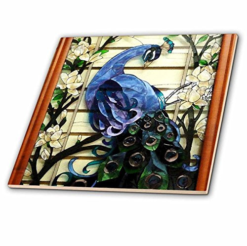 3dRose ct_25288_6 Peacock Proud-Glass Tile, 6-Inch