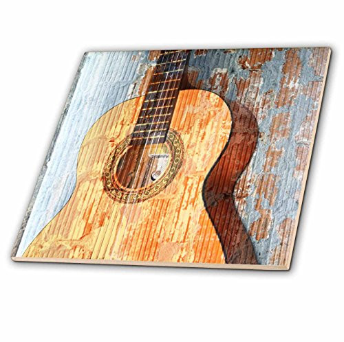 3dRose ct_29238_1 Vintage Guitar Music Instruments-Ceramic Tile, 4-Inch