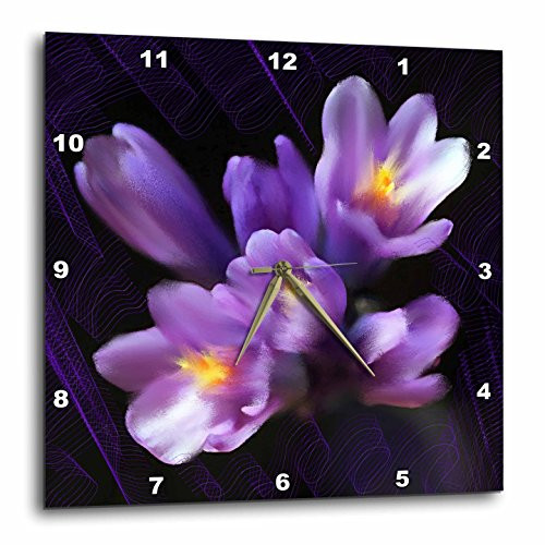 3dRose Purple Flowers Wall Clock, 10 by 10-Inch 3dRose Purple Flowers Wall Clock, 10 by 10-Inch