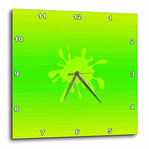 3dRose dpp_130699_1 Paint Splat on Green and Yellow Background Wall Clock, 10 by 10-Inch