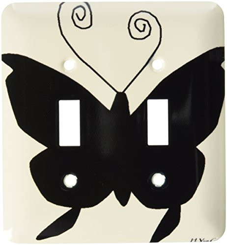 3dRose lsp_5895_2 Black Butterfly Double Toggle Switch Multicolor