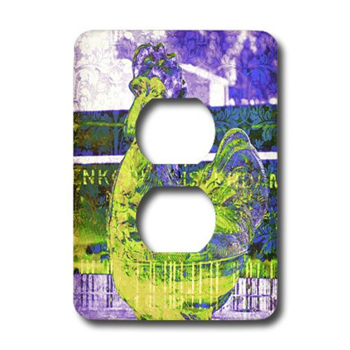 3dRose lsp_6410_6 Lime Rooster 2 Plug Outlet Cover Multicolor 3dRose lsp_6410_6 Lime Rooster 2 Plug Outlet Cover Multicolor