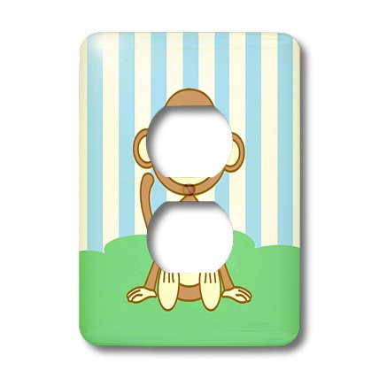 3dRose lsp_15432_6 Baby Animals Blue Monkey Outlet Cover