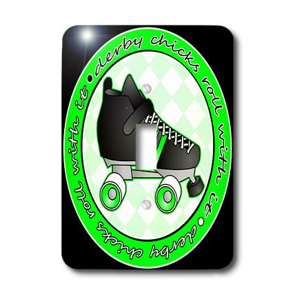 3dRose lsp_28516_1 Derby Chicks Roll with It Green Black Roller Skate Toggle Switch,