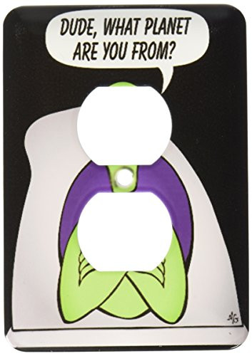 3dRose lsp_28604_6 Two Plug Outlet Cover with Aliens and UFOs, Black