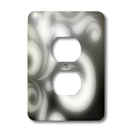 3dRose lsp_30048_6 Two Plug Outlet Cover with Glowing Swirl, Black