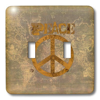 3dRose lsp_33743_2 Vintage Gold Brown World Peace Map- Inspirational Art Toggle Switch,