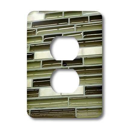 3dRose lsp_35117_6 Olive Green Brown and White Gloss Outlet Cover