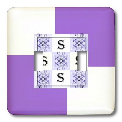 3dRose lsp_48918_2 Monogram S Purple SmudgeArt Monogram Squares Double Toggle Switch