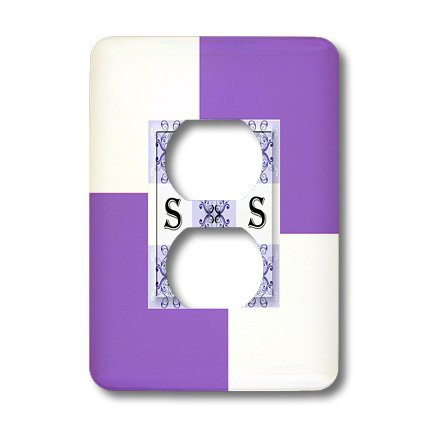 3dRose lsp_48918_6 Monogram S Purple Smudgeart Monogram Squares 2 Plug Outlet Cover