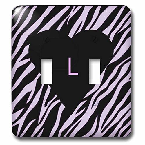 3dRose LLC lsp_54171_2 Pink N Black Zebra with Heart N Letter L Double Toggle Switch