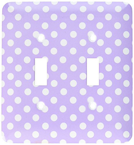 3dRose LLC lsp_56694_2 White Polka Dots On Purple Retro 50s Cute and Girly Dot Pattern Double Toggle Switch
