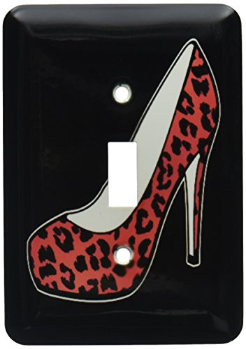 3dRose lsp_57137_1 I Love Red Cheetah High Heel Shoe Single Toggle Switch Black