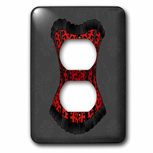 3dRose LLC lsp_58696_6 Red and Black Animal Print Corset  2 Plug Outlet Cover