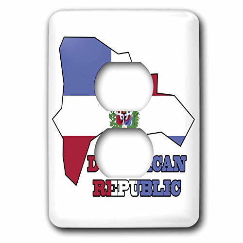 3dRose lsp_58772_6 The Flag Of The Dominican Republic In The Map Outline And Words Dominican Republic 2 Plug Outlet Cover
