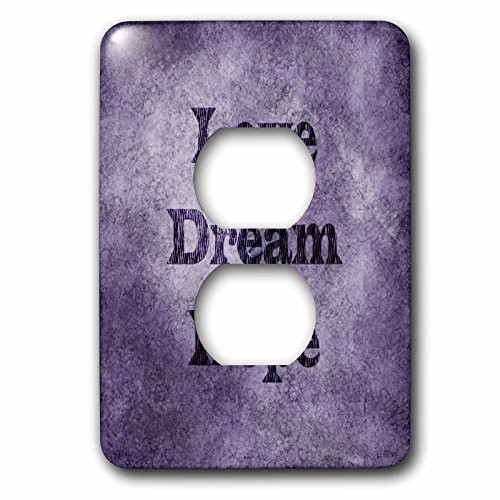 3dRose lsp_59924_6 Purple Love, Dream, Hope - Zebra Print Word Art 2 plug Outlet Cover