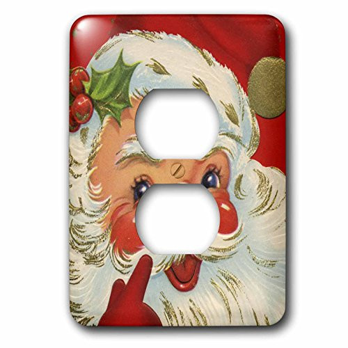 3dRose LLC lsp_60803_6 Jolly Smiling Santa 2 Plug Outlet Cover