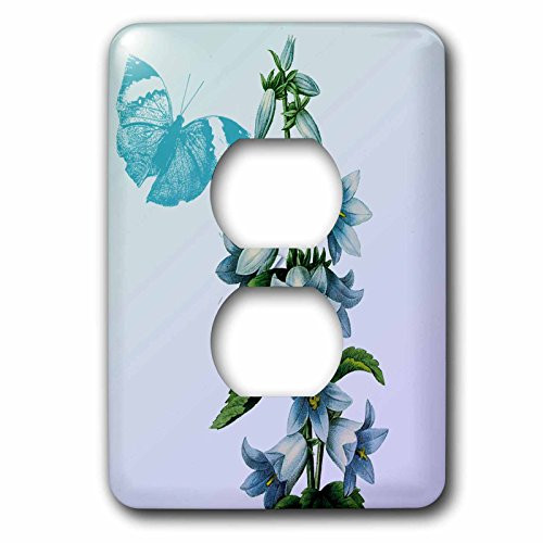 3dRose lsp_99205_6 Vintage Blue Butterfly and Flowers 2 Plug Outlet Cover Multicolor 3dRose lsp_99205_6 Vintage Blue Butterfly and Flowers 2 Plug Outlet Cover Multicolor