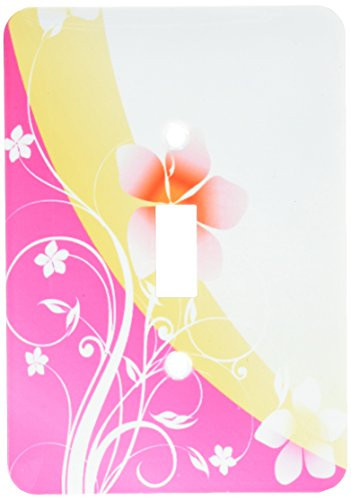 3dRose lsp_101514_1 Cute Flower on A Pink and Yellow Background With Flourishes Single Toggle Switch Multicolor