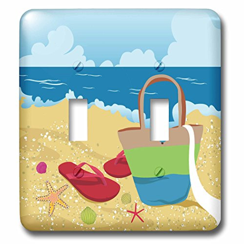 3dRose LLC lsp_104505_2 Summer Beach Down The Shore Vacation Design Double Toggle Switch