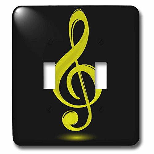 3dRose LSP_111575_2"Yellow Treble Clef Double Toggle Switch, Multicolor